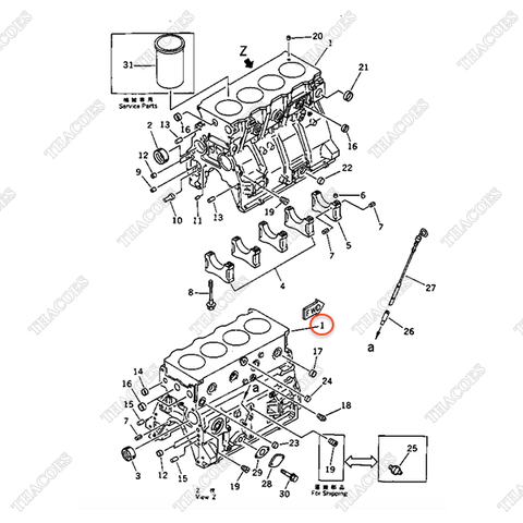 Thân lốc động cơ 6204-23-1101, 6202-23-1100, 6202-23-1101