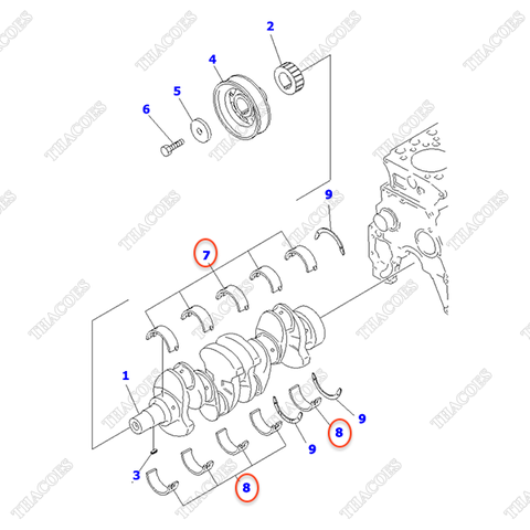 (+0,25) Bạc trục cơ balie 6204-29-8100 (5 cặp)