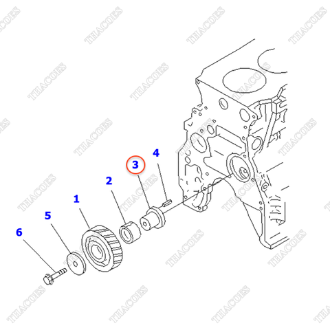 Trục bánh răng trung gian 6204-31-6331, 6204-31-6330