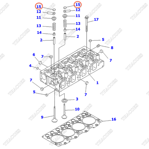 Nắp đuôi xupap 6204-41-4550 (8 cái)