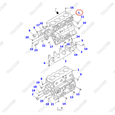 Thân lốc động cơ 6205-21-1504
