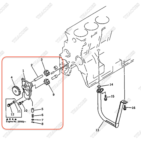 Bơm nhớt động cơ 6204-51-1210, 6204-51-1211