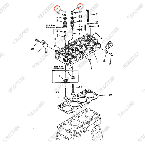 Nắp đuôi xupap 6204-41-4550 (8 cái)