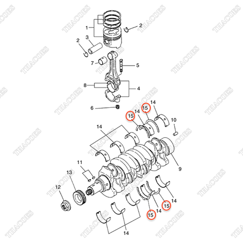Bạc căn dọc trục A-12281-37502, A-12281-37503, A-12281-37504, A-12280-37503, A-12280-37504, A-12280-37505 (2 cặp)