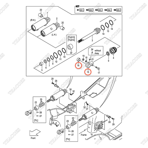 (Seri 1-118) (K4 904) Đầu xi lanh nghiêng 22N58-52931 (INC.15,16)