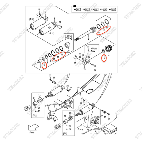 (Seri 119-Up) (K1 901) Bộ gioăng phớt 22N48-52921 (INC.6,9-12)