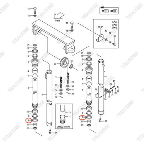 (VFHM2N5) (xi lanh 2 bên) Phớt piston B-30161-50046