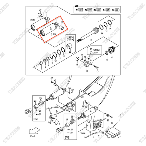 (Seri 1-118) (K3 903) Vỏ xi lanh bên trái 22N58-52911 (INC.2,20)