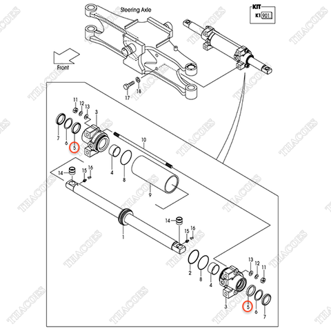 (Seri 2227-Up) Phớt cổ 20A74-52161 (Kit) (2c)