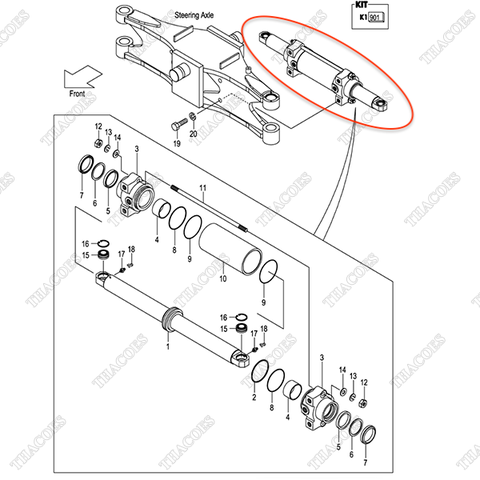 (Seri 276-Up) Cụm xi lanh lái 22B54-50201