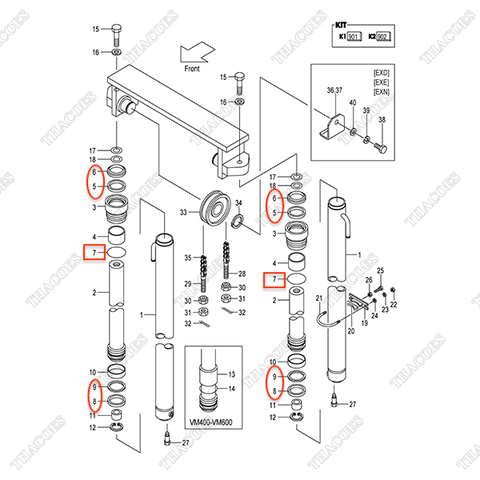 (VFHM2N5) Bộ gioăng phớt B-3050A-00093 (INC.5-9) (2 bên)