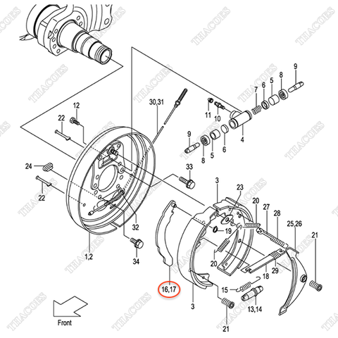 Cần kép phanh tay bánh phải 23653-72062