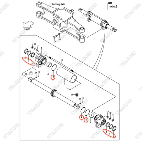 (Seri 276-Up) Bộ phớt xi lanh lái 20A74-59801