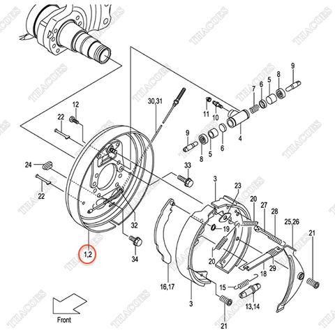 Đế guốc phanh bánh trái C-52-13117-11000-S