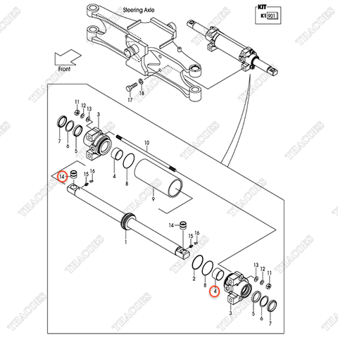 (Seri 2227-Up) Bạc đệm chốt đầu xi lanh 22B54-52001 (2c)