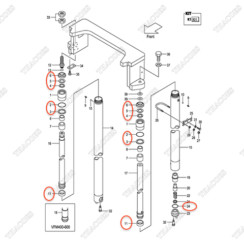 (VFM2N5) Bộ gioăng phớt 214A0-59821 (INC.2-6,11,24)