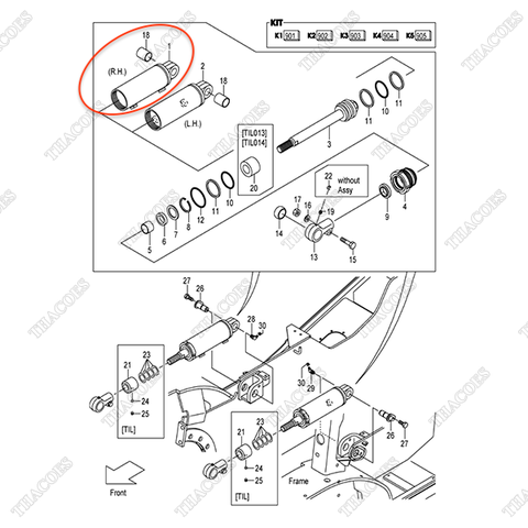 (Seri 119-Up) (K2 902) Bộ kit vỏ bên phải 22N48-52901 (INC.1,18)