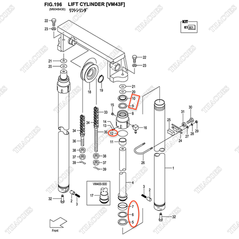 (45/50) Bộ phớt xi lanh 228C8-49803 (Inc 5-7,9,10,12)