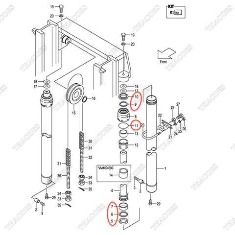 (35/40) Bộ phớt xi lanh 224T8-49803 (Inc 5-7,9-11)