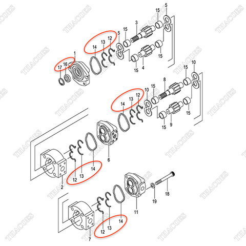 Bộ gioăng bơm thuỷ lực 124W7-10351