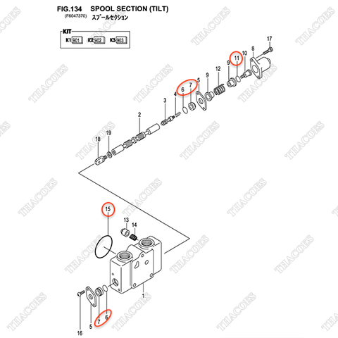 (Ngăn nghiêng) Bộ gioăng B-2101A-40002 (Inc 6,7,11,15)