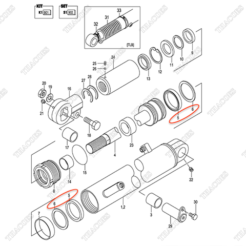 Bộ phớt piston 25808-49811 (Inc 5, 6)