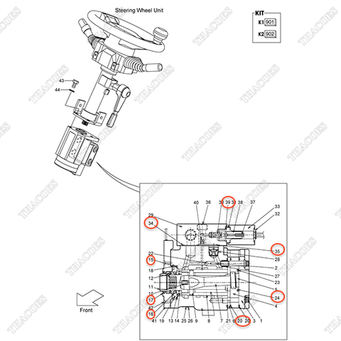 (K1 901) Bộ gioăng phớt van lái 22N54-10342