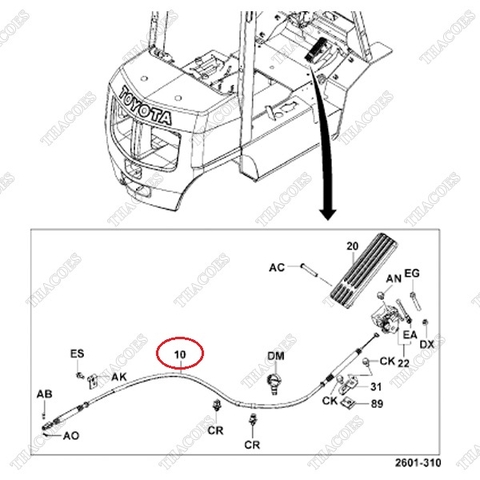 Cáp chân ga 26620-26622-71, 26620-N2070-71