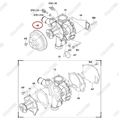 Puly bơm nước 16371-78703-71, 16371-78700-71, 16371-UD020
