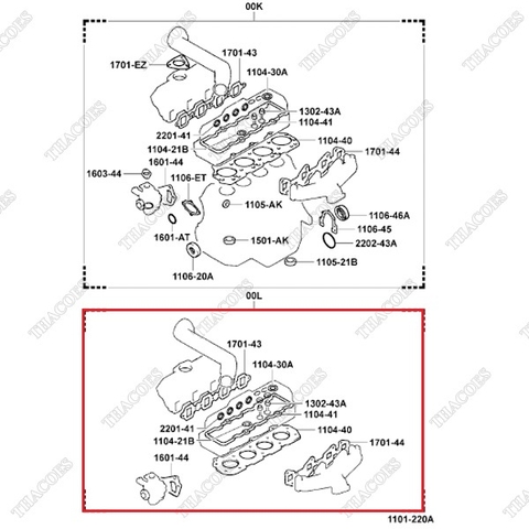 Bộ gioăng trên động cơ 04112-20131-71