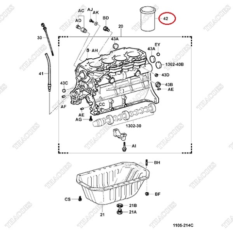 Ống xi lanh 11461-78201-71 (Mark B)