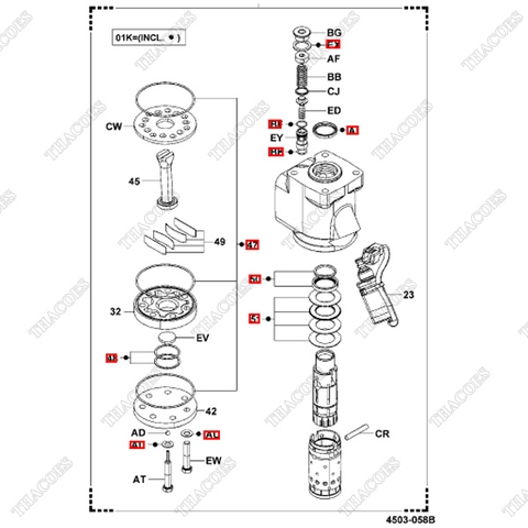 (Kit 01K) Bộ phớt van bót lái 04455-10050-71 (Có SAS)