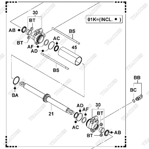 (BA) Phớt piston 43343-36600-71 (1 bộ 2 phần) (Kit 01K)