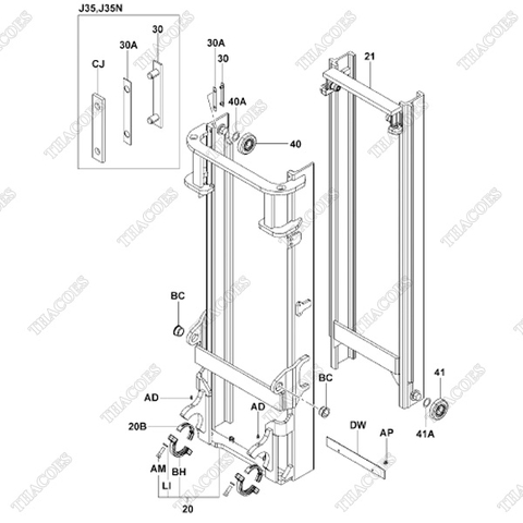 (30) Bạc Trượt khung nâng #61356-26600-71(61356-23600-71)