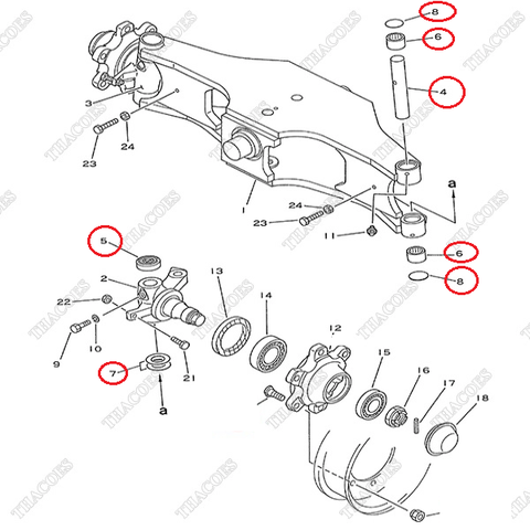 (Kit K8) Bộ vòng bi phi nhê 3EB-24-05061 (2 bộ/xe)