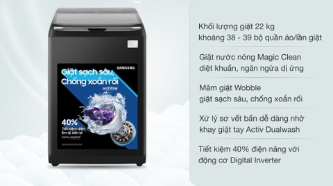 Máy giặt Samsung 22kg Inverter WA22R8870GV/SV