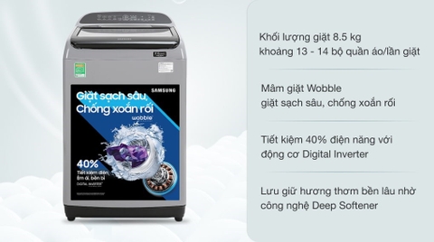 Máy giặt Samsung 8.5kg Inverter WA85T5160BY/SV