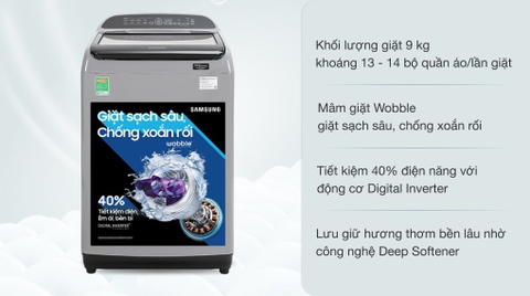 Máy giặt Samsung 9kg Inverter WA90T5260BY/SV