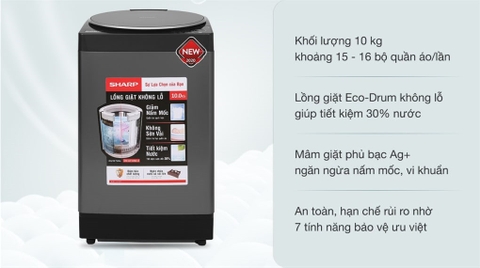 Máy giặt Sharp 10kg ES-W100PV-H