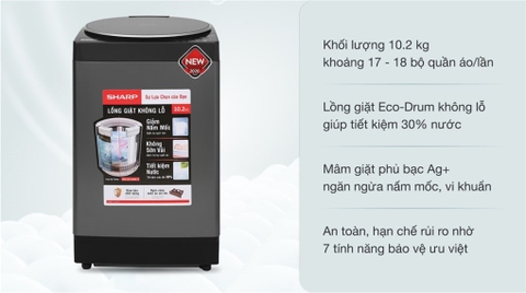 Máy giặt Sharp 10.2kg ES-W102PV-H