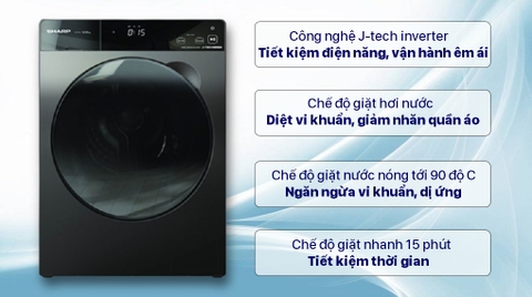 Máy giăt Sharp 8.5kg Inverter ES-FK852SV-G