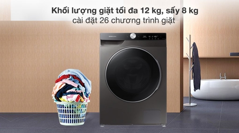 Máy giặt sấy Samsung 12kg sấy 8kg Inverter WD12TP34DSX/SV