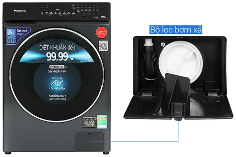 Máy giặt sấy Panasonic giặt 9.5kg sấy 2kg Inverter NA-V95FR1BVT
