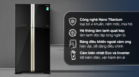 Tủ lạnh Hitachi Multi Door 509 lít  Inverter R-FW650PGV8 GBK