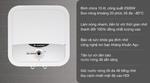 Bình nóng lạnh Ariston 15L vuông AN2 15RS 2.5FE