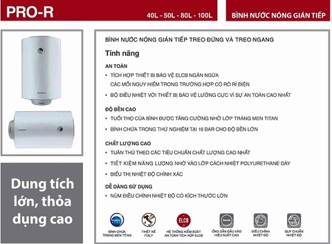 Bình nóng lạnh Ariston 80l đứng PRO R 80 V