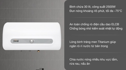 Bình nóng lạnh 30l Ferroli UNO-30DE