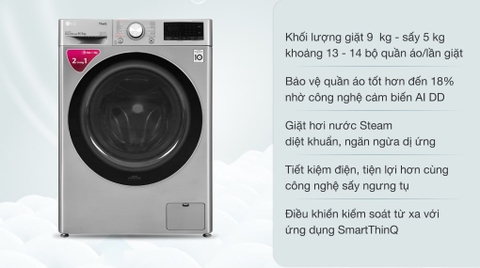 Máy giặt sấy LG giặt 9kg sấy 5kg Inverter FV1409G4V