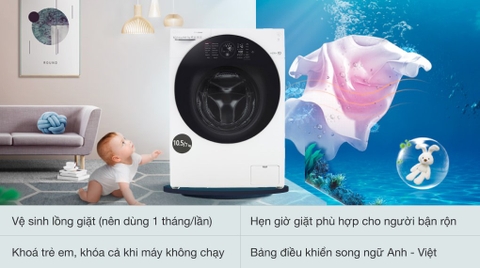Máy giặt sấy LG giặt 10.5kg sấy 7kg Inverter FG1405H3W1