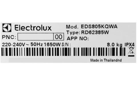 Máy sấy thông hơi Electrolux 8kg EDS805KQWA